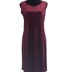4/$25 Stephanie Parks Velour Velvet Dress‎ Burgundy Red Sleeveless Shift Women M